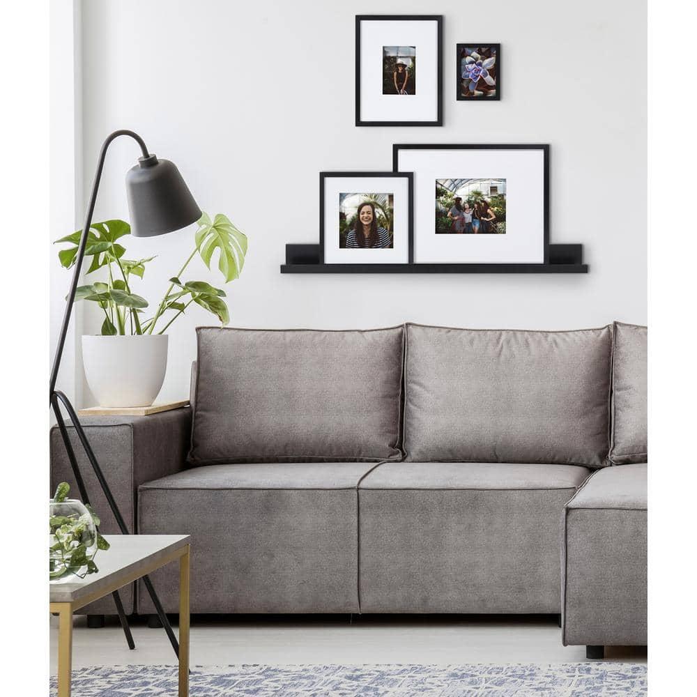 5pc Gallery Frame/Shelf Box Set Black - Kate & Laurel All Things Decor: Wall Ledge, Wood, Modern Decor Style