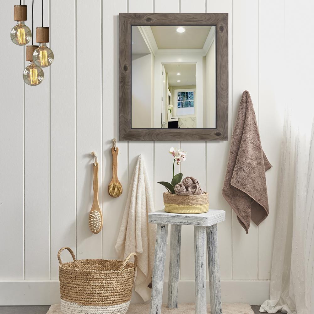 Small Gray and Black Rectangular Wood Framed Mirror