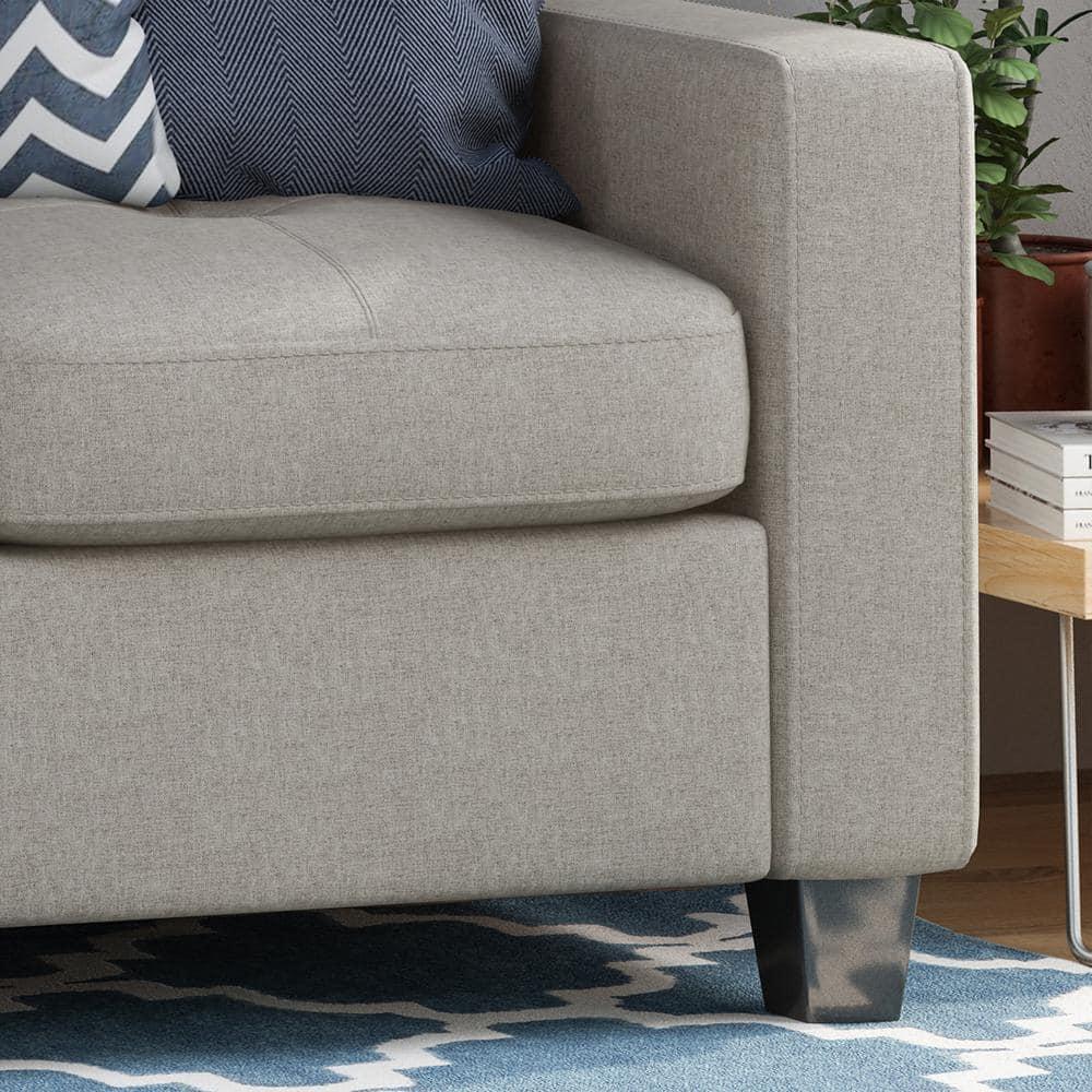 Noble House Laranne 3 Seater Tufted Fabric Sofa, Beige, Dark Brown
