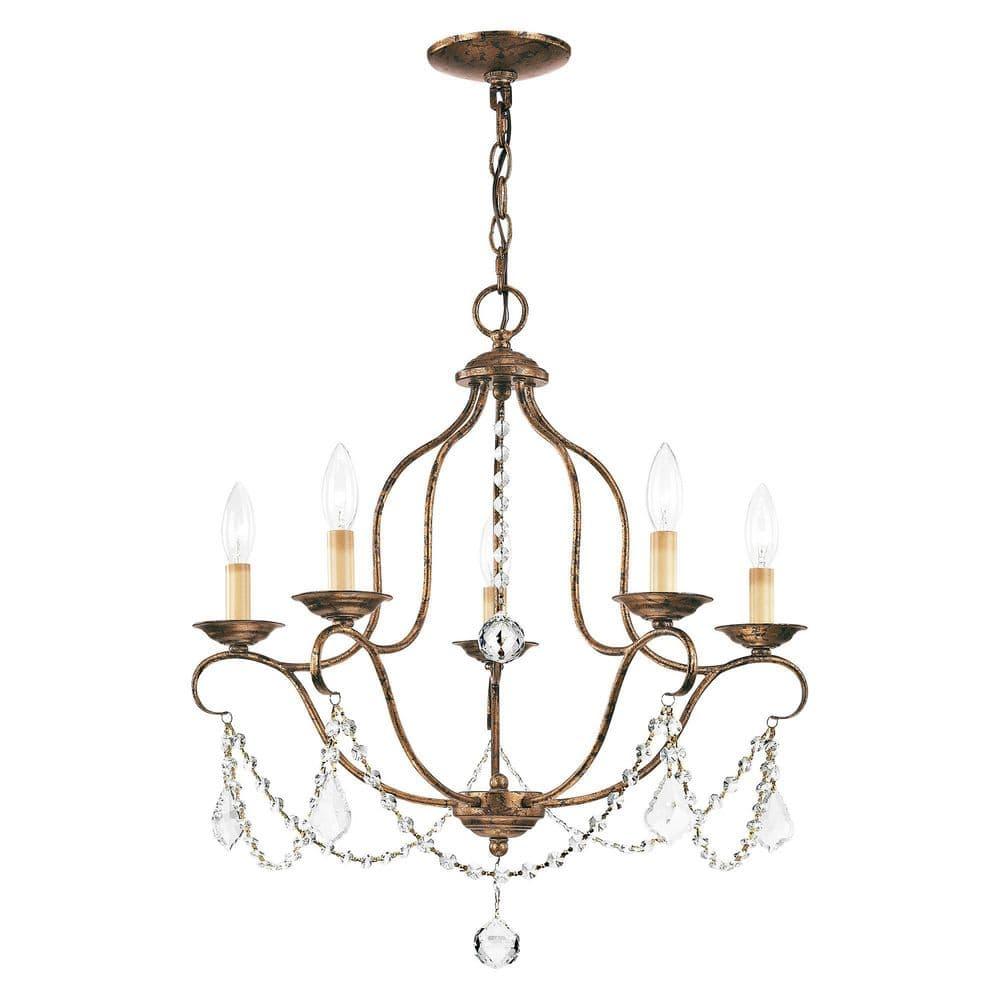 Livex Lighting Chesterfield 5 - Light Chandelier in  Hand Applied Venetian Golden Bronze