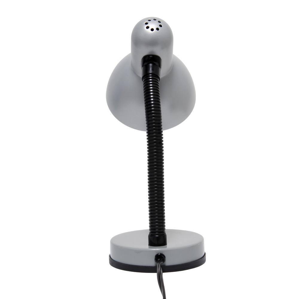 Creekwood Home Essentix 14.25" Traditional Metal Desk Lamp with Flexible Gooseneck Silver: ETL Listed, No Assembly Required