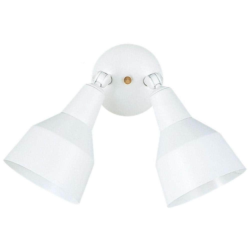White Aluminum Dual Head Outdoor Flood Light