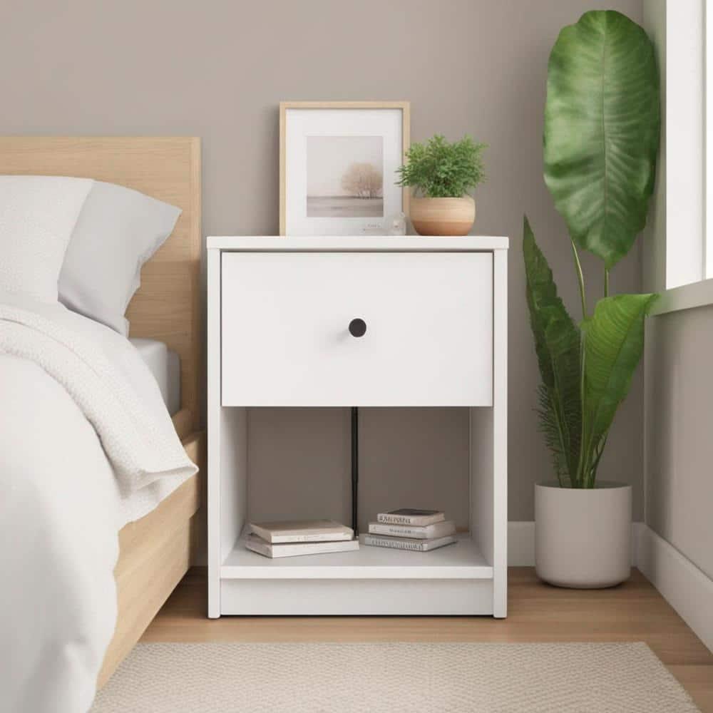 Tvilum, Portland 1 Drawer Nightstand, White
