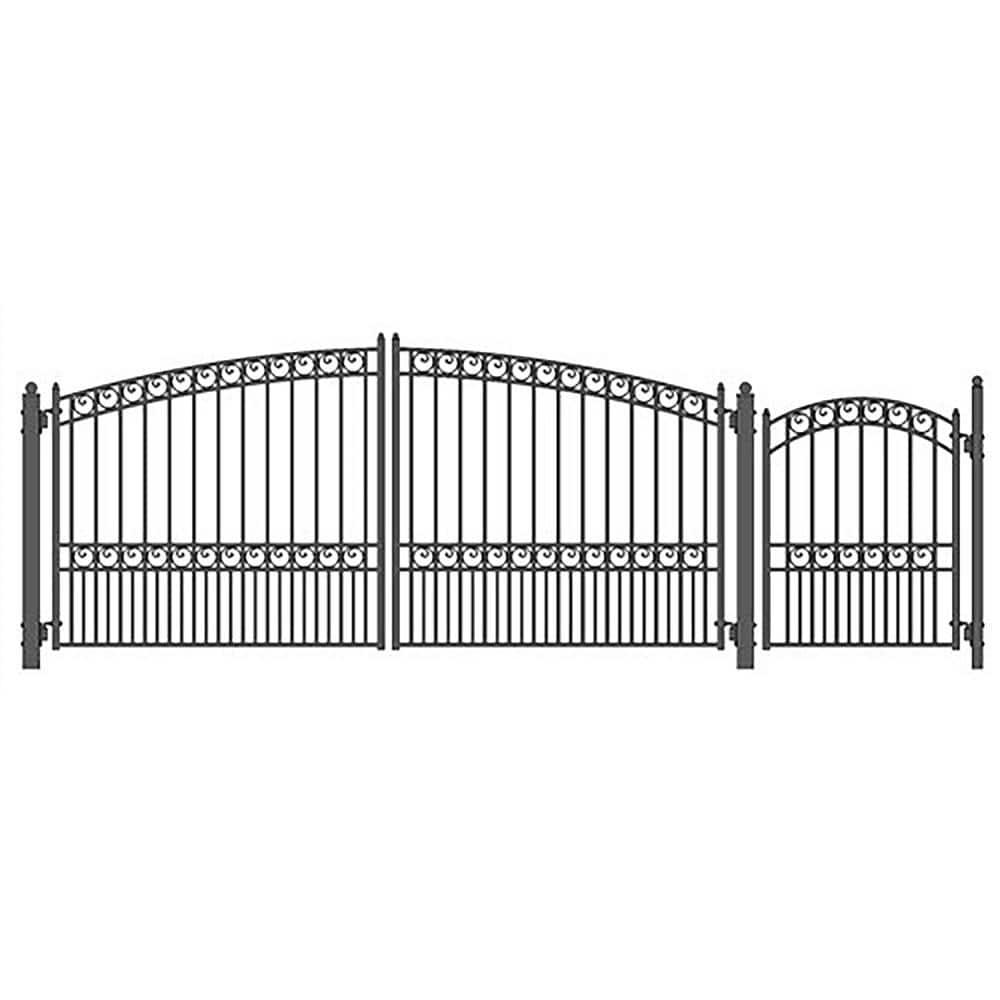 ALEKO 6 ft. H Paris Metal Driveway Dual Swing Gate with Pedestrian Gate