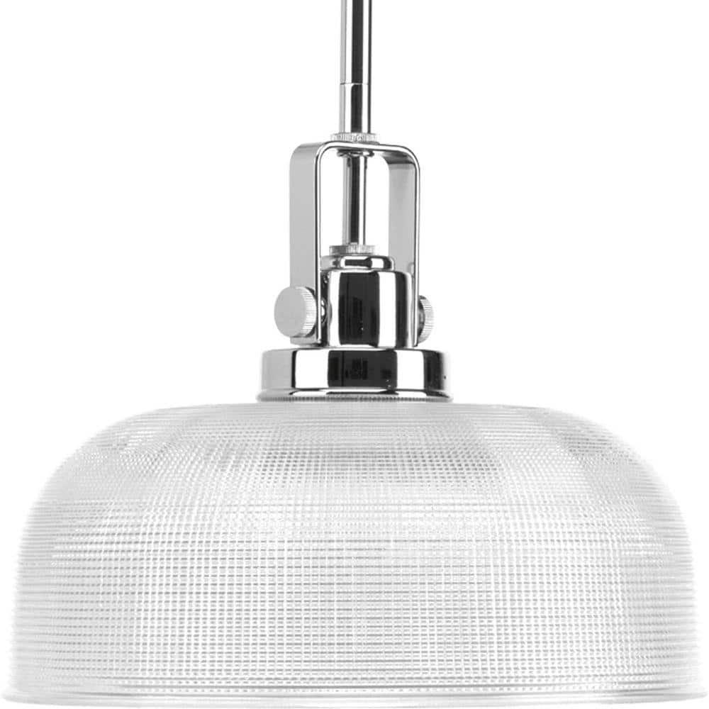 Progress Lighting Archie 1-Light Pendant, Chrome, Double Prismatic Glass Shade