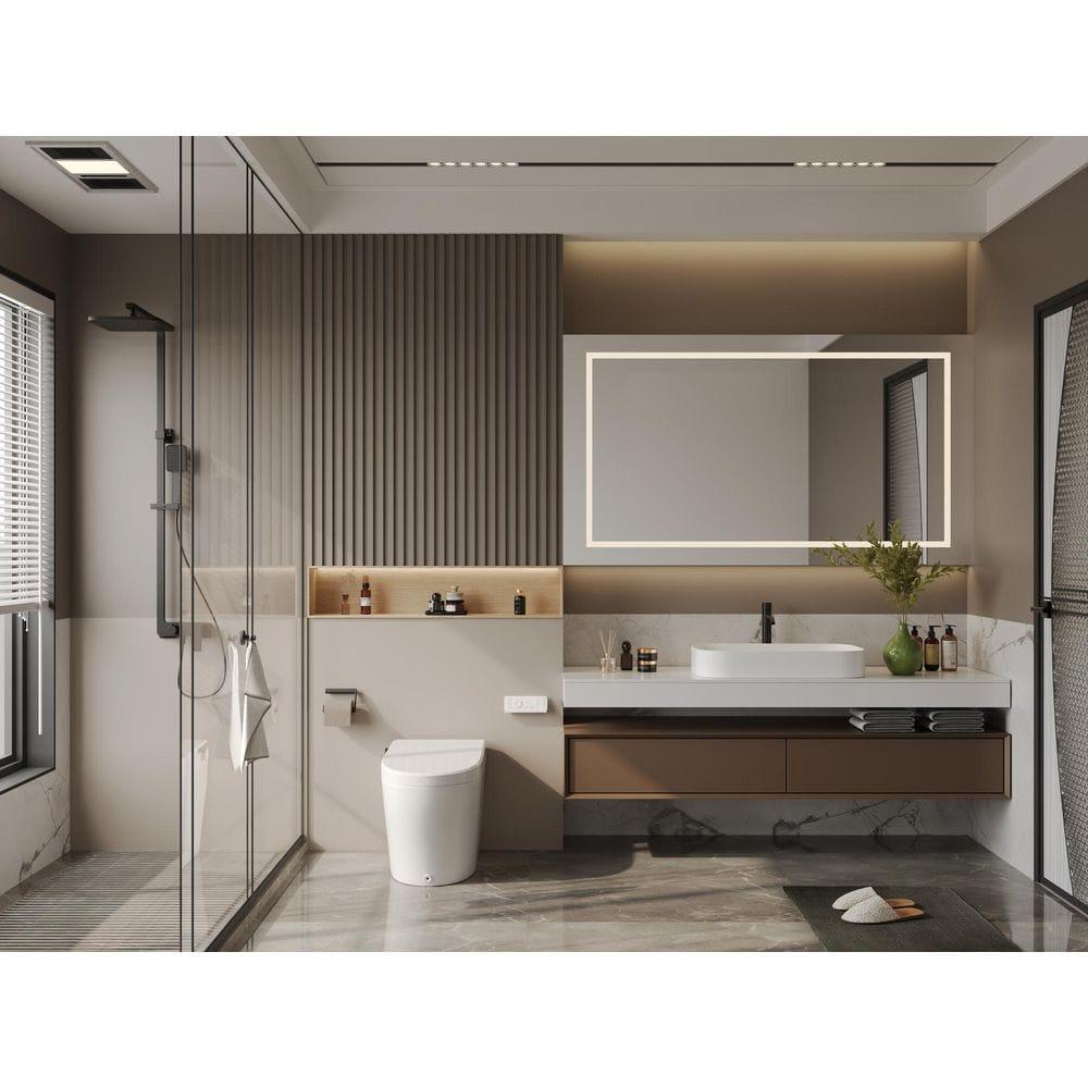 Smart Toilet with Bidet Wash Auto Sensor Flush Kick Flush Heated Seat Warm Wash(Remote Included)