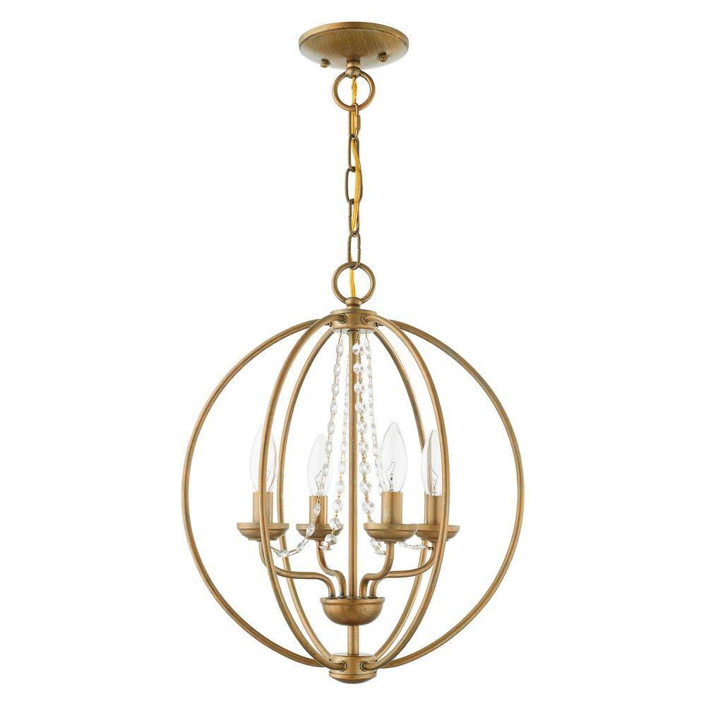 Livex Lighting Arabella 4 - Light Chandelier in  Antique Gold Leaf
