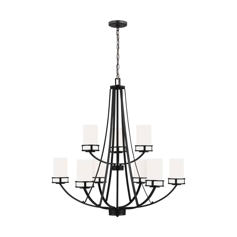 Robie Midnight Black 9-Light Etched Glass Chandelier