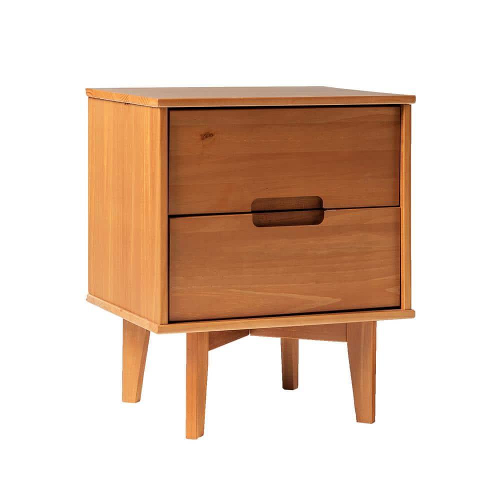 Mags Solid Wood Groove 2-Drawer Nightstand