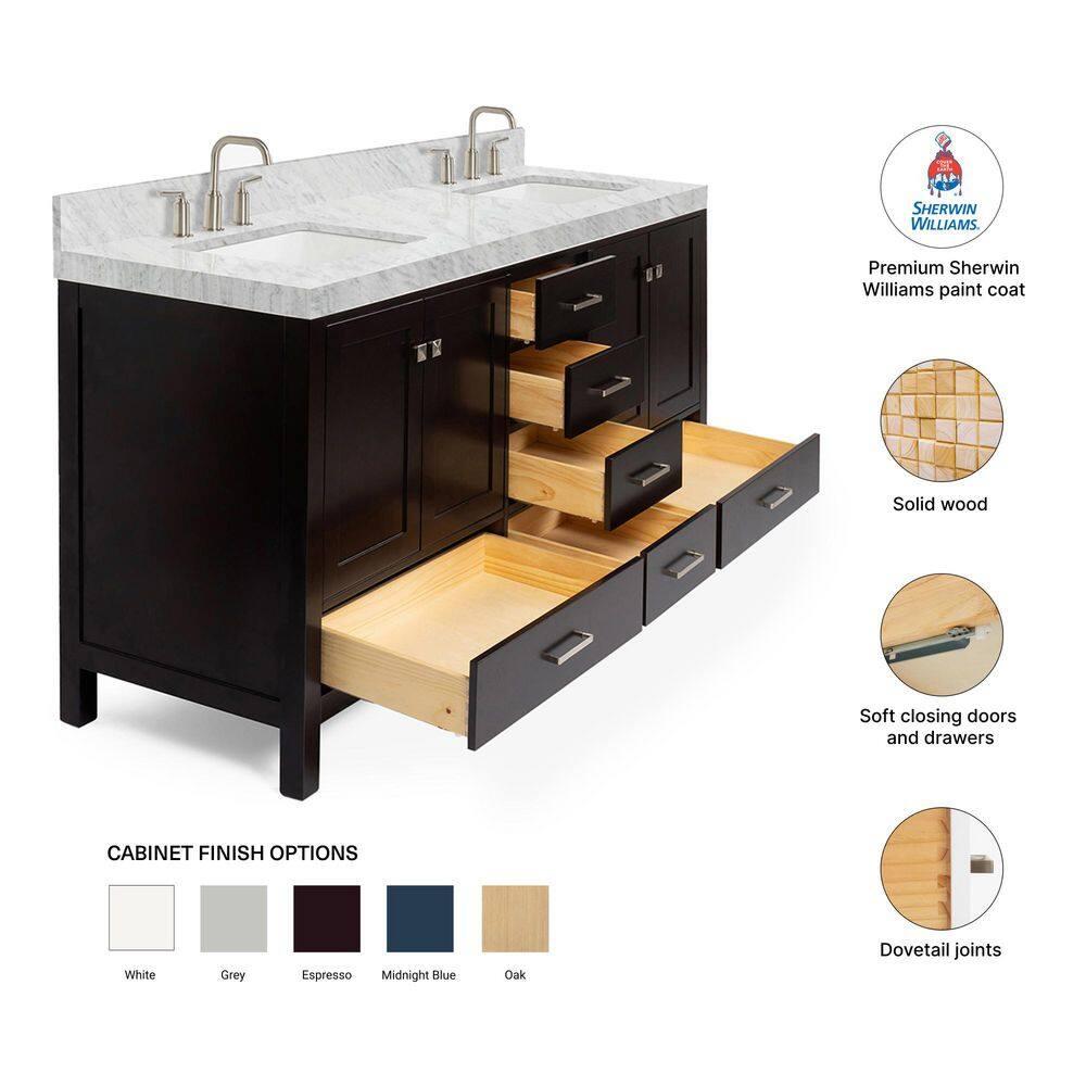 Cambridge Double Bathroom Vanity with Carrara Marble Top