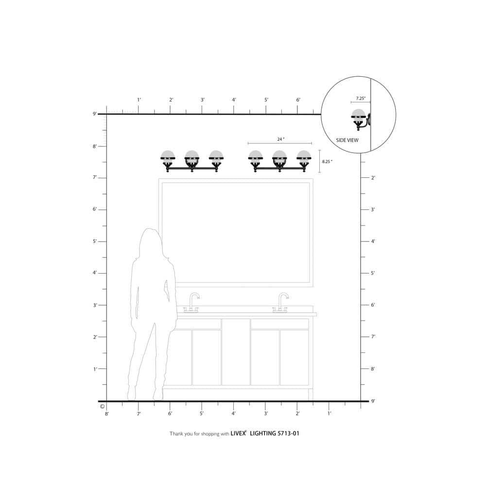 Livex Lighting Oldwick 3 - Light Vanity in  Antique Brass