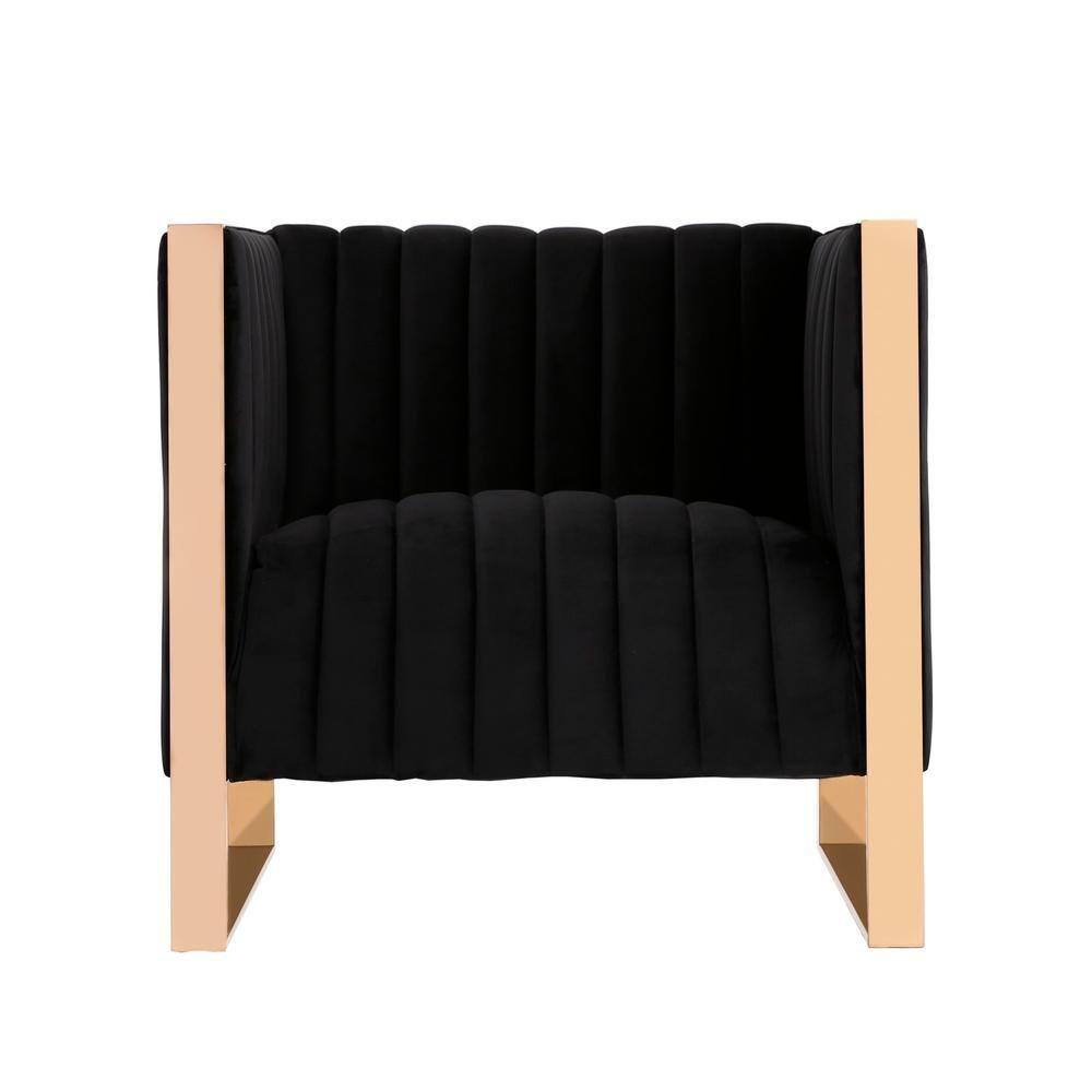 Manhattan Comfort Trillium Velvet Upholstered Accent Chair in Black