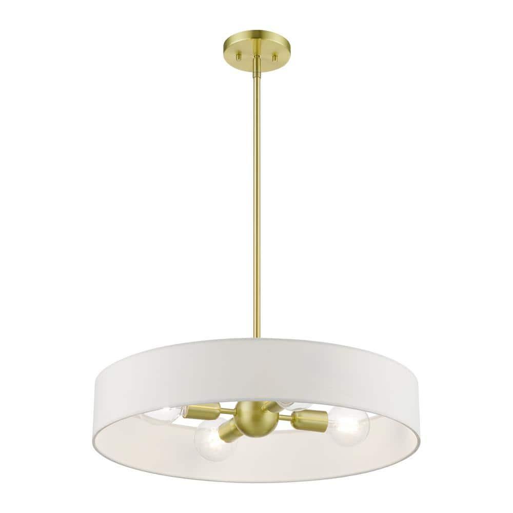 Livex Lighting Venlo 4 - Light Pendant in  Satin Brass/Shiny White