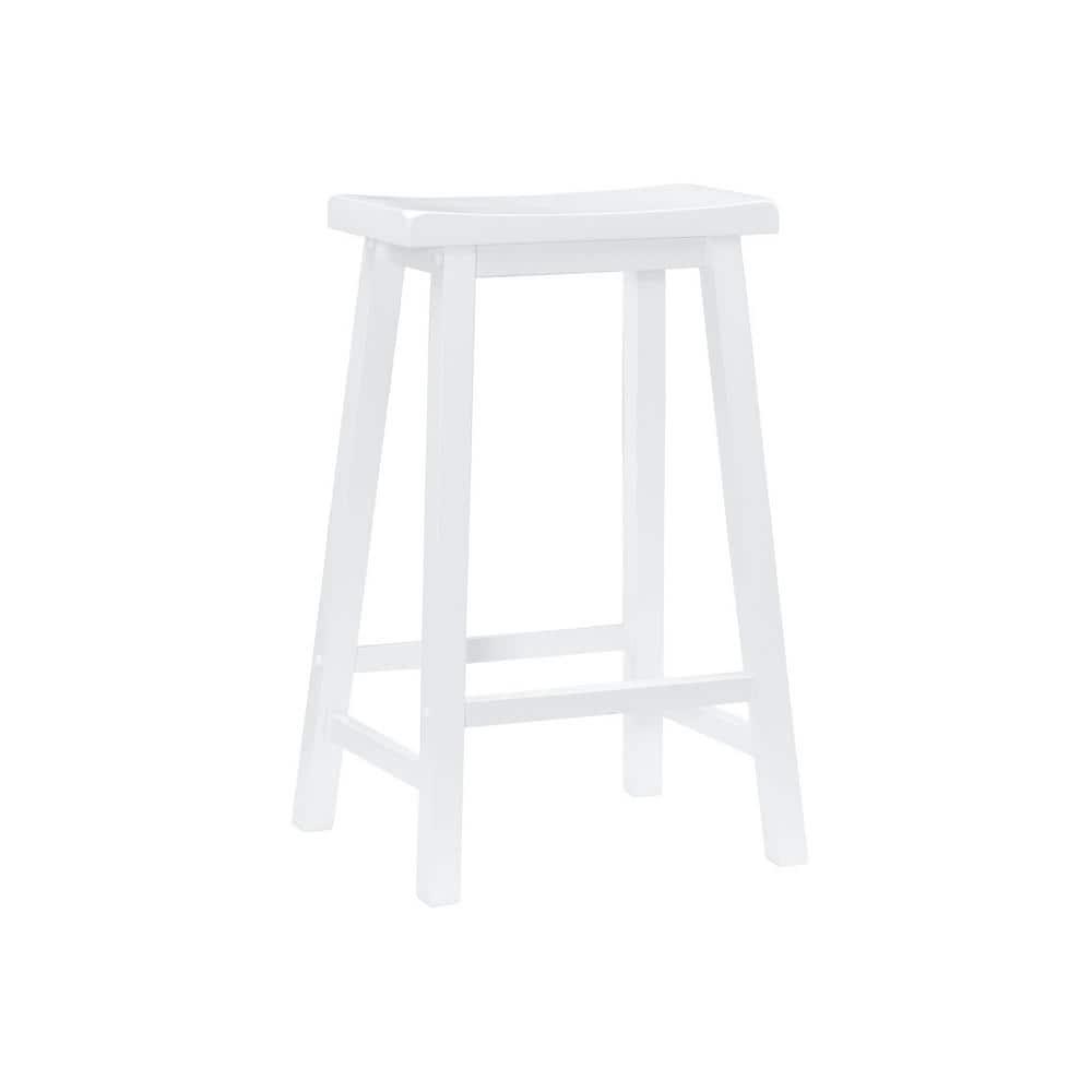 Linon Beamon 29" Sturdy Wood Backless Saddle Seat Counter Stool in Pure White