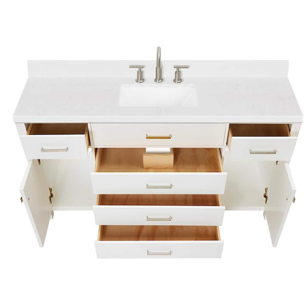 Ariel H060scqrvo Bristol 60" Free Standing Single Basin Vanity Set - White