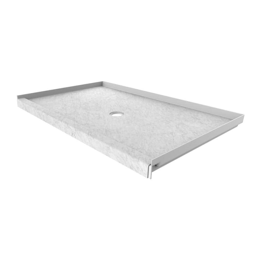 FlexStone 60"L x 36"W Single Threshold Alcove Shower Base with Center Drain