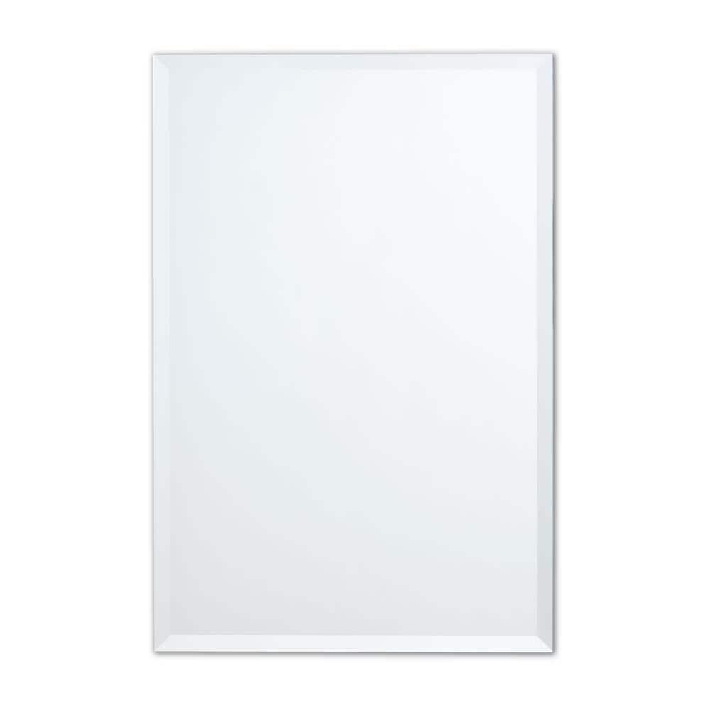 Ruomeng Rectangle Wall Mirror Frameless Bathroom Mirror 16” x 24" Beveled Edge Mirror for Vanity and Entryway