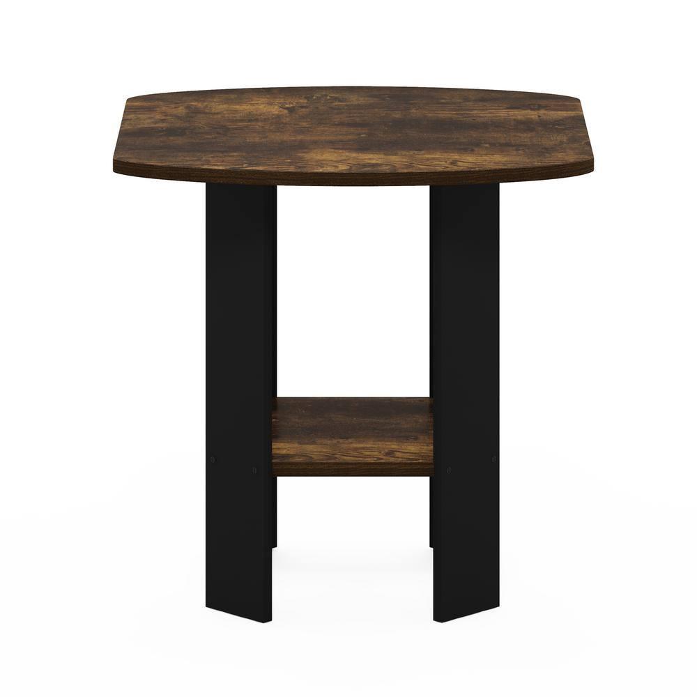 Furinno Industrial End Table Sofa Side Coffee Table with 2 Storage Shelf,Rustic Brown