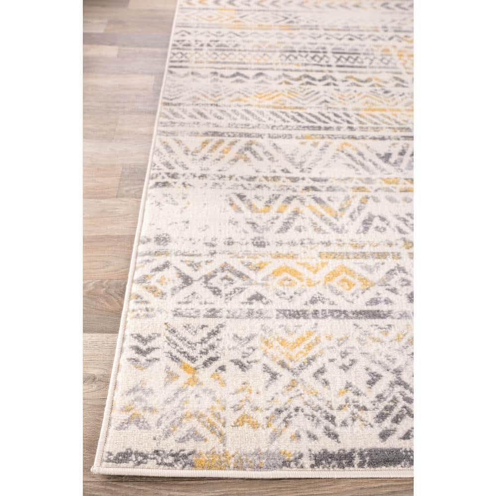 World Rug Gallery Geometric Distressed Bohemian Yellow 5'x7' Area Rug