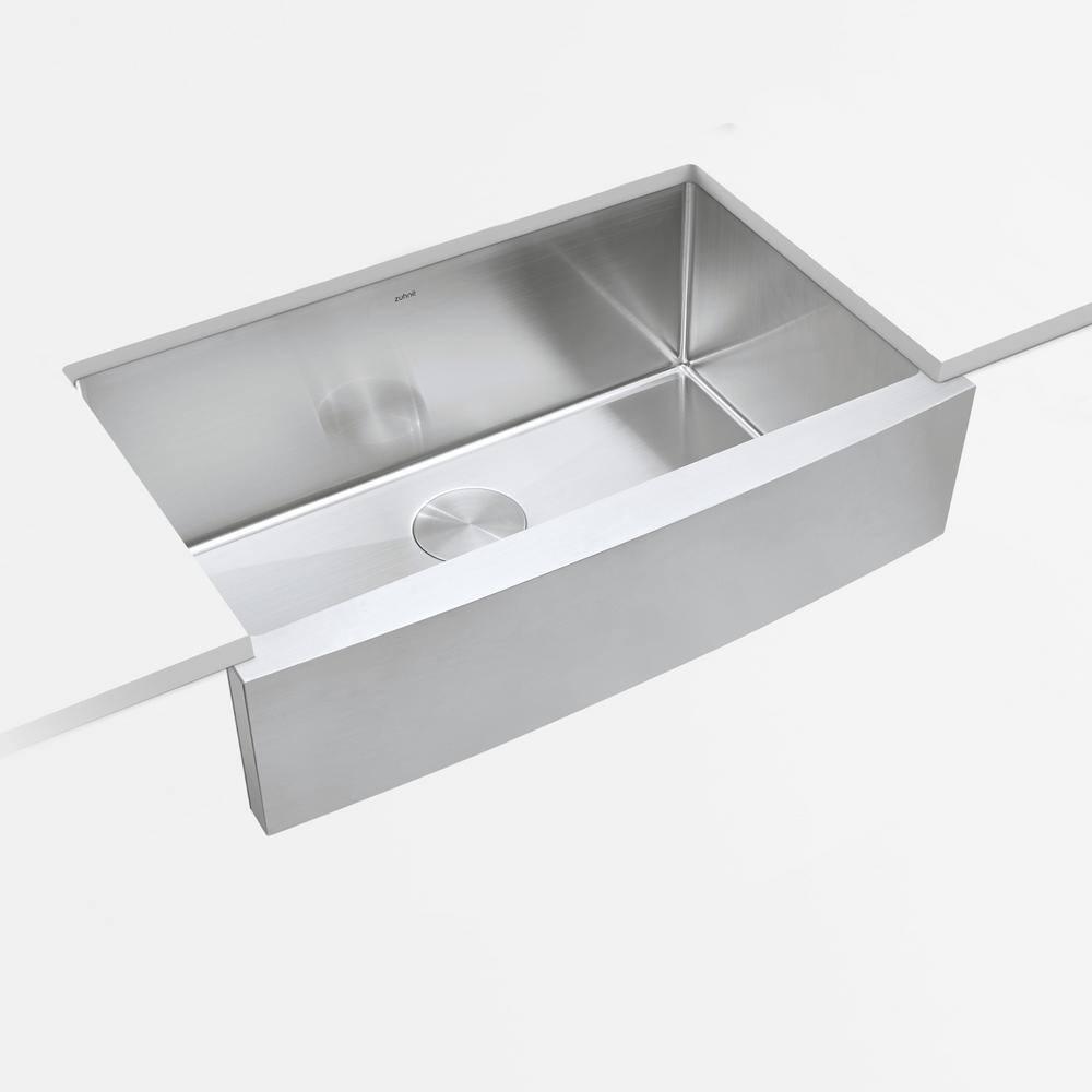 Prato 30 in. Single Bowl Farmhouse Curved Apron Front Stainless Steel Kitchen Sink 16-Gauge