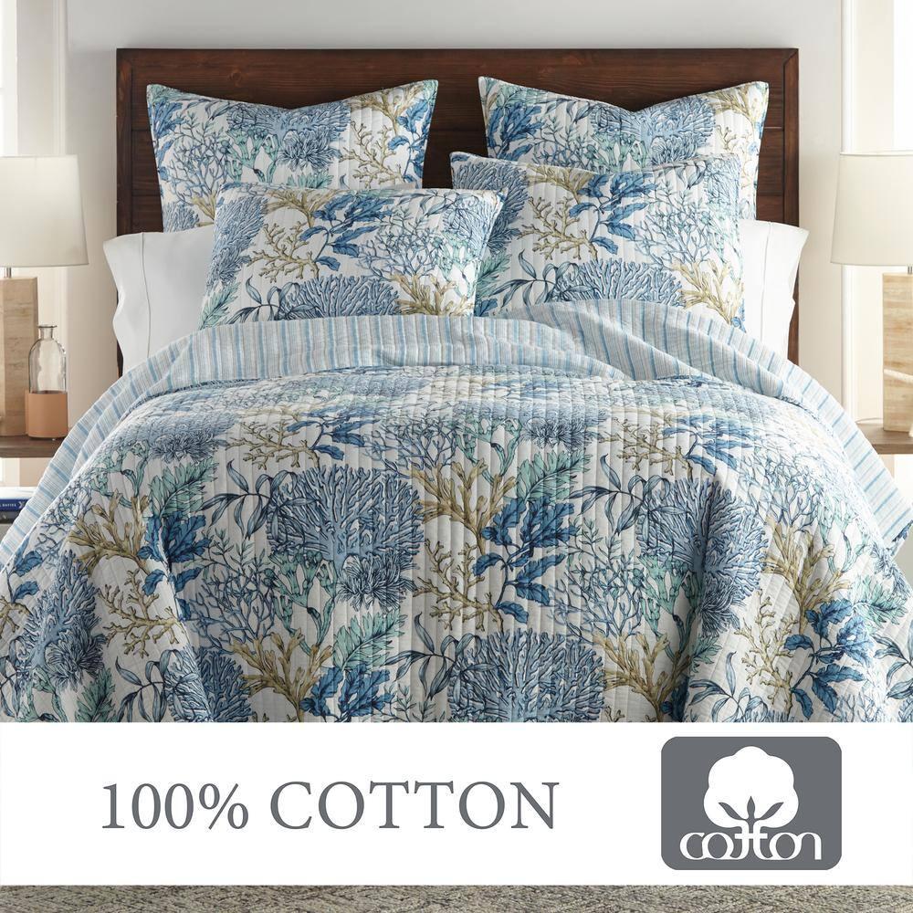 Mahina Quilt Set - Twin/Twin XL Quilt and One Standard Pillow Sham Blue - Levtex Home