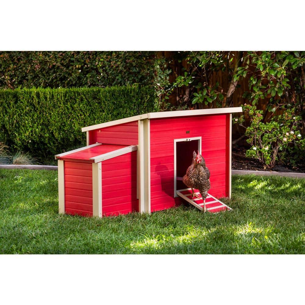 New Age Pet® ECOFLEX® Red Fontana Chicken Barn, Eco-Friendly and Non-Toxic Urban Coop for 2-3 Chickens, Easy Assembly, with Nesting Box and Roosting Bars, Moisture and Odor Resistant