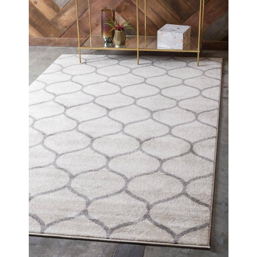 Unique Loom 3' 3 x 5' 3 Trellis Frieze Rounded Ivory Area Rug