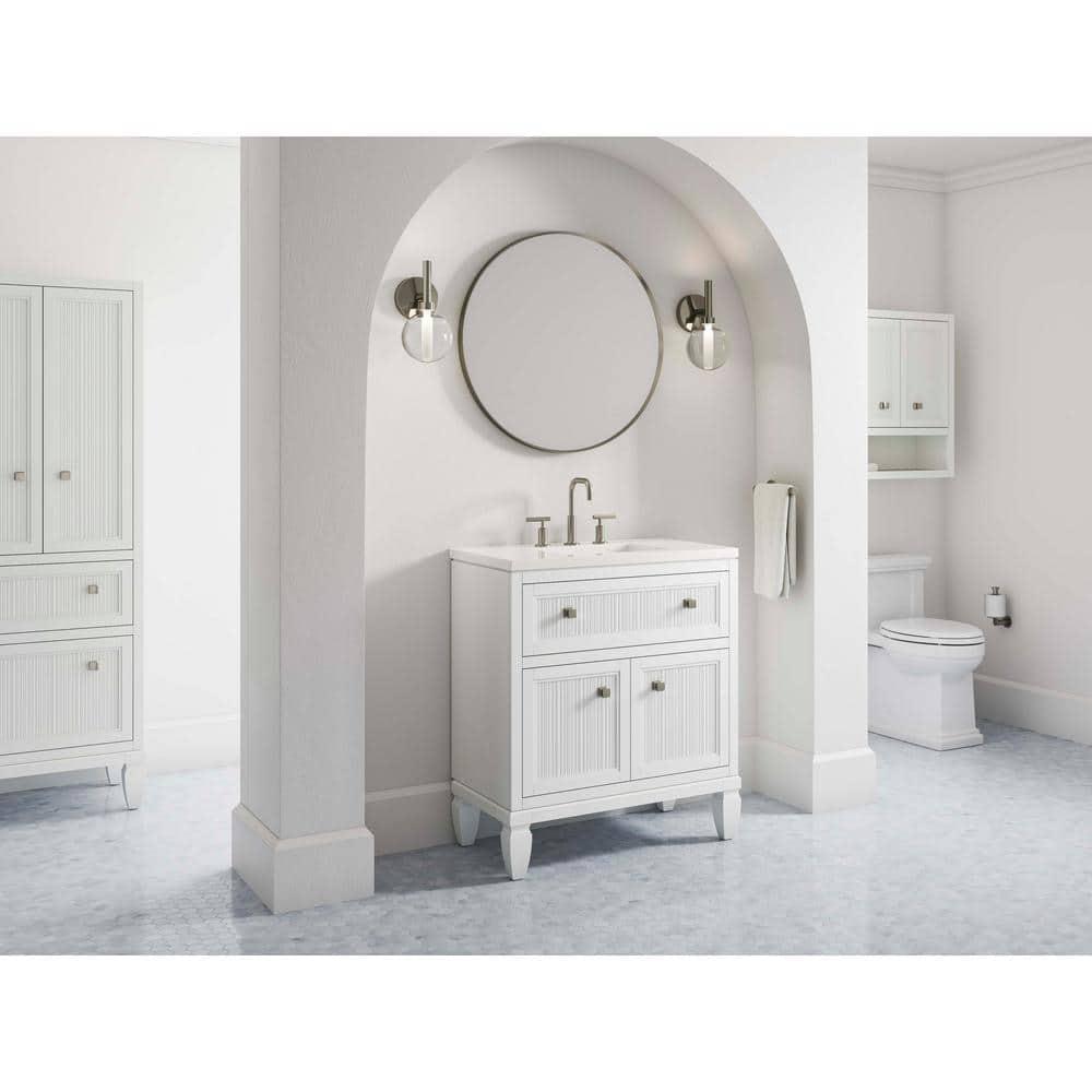 Hearthaven 30'' Free Standing Single Bathroom Vanity Cabinet with Sink and Quartz Top