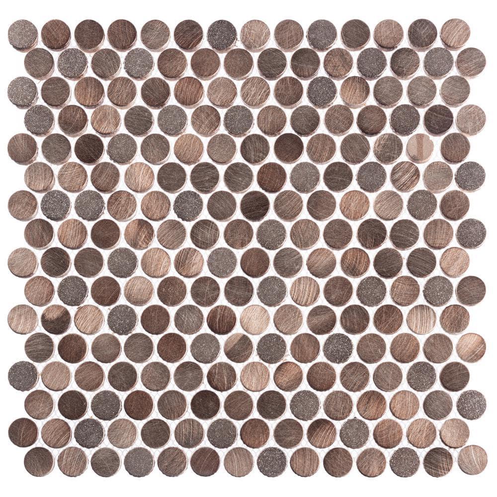 Orb 3/4" Metal Penny Round Mosaic Tile Shower Wall, Kitchen Backsplash and Wall Tile