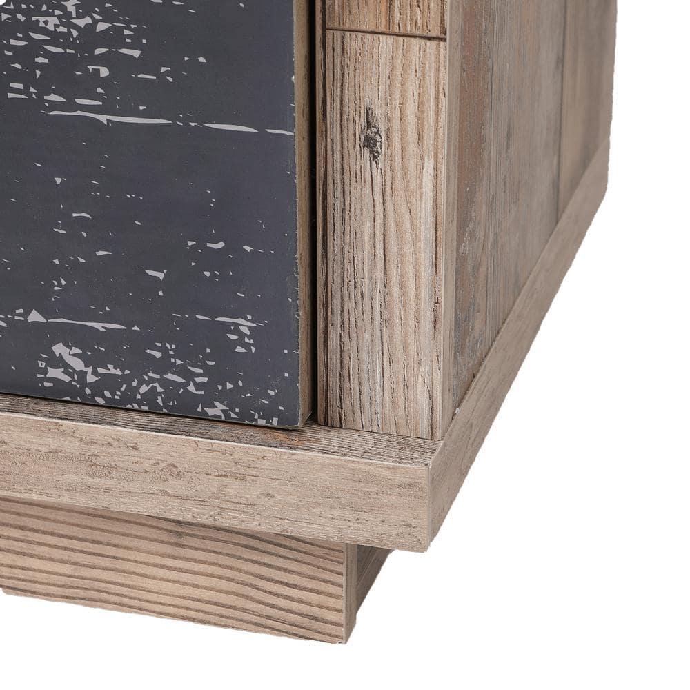 LuxenHome Rustic Wood 4-Drawer 1-Sliding Door Storage Cabinet Brown, White, Gray