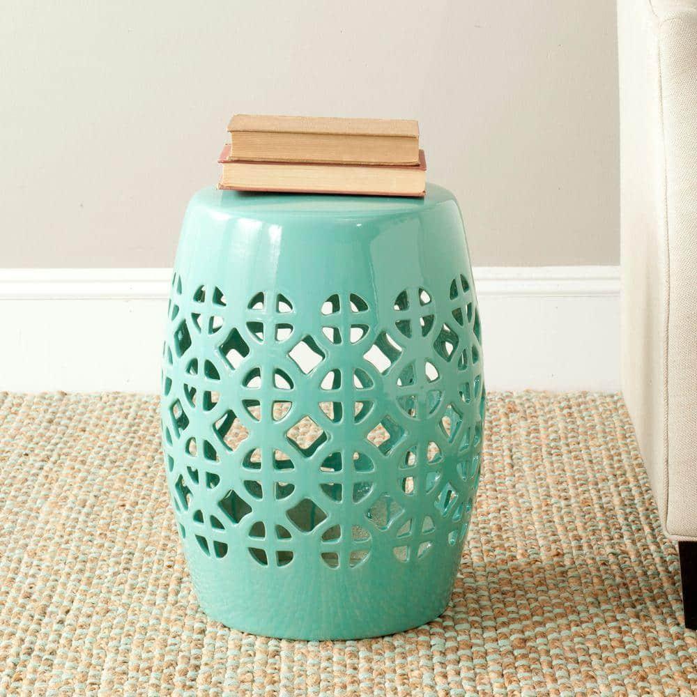 Circle Lattice Garden Stool - Indoor/Outdoor - ACS4508 - Blue - Safavieh