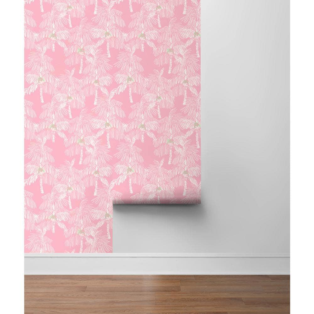 NextWall  Palm Beach Peel and Stick Wallpaper Flamingo