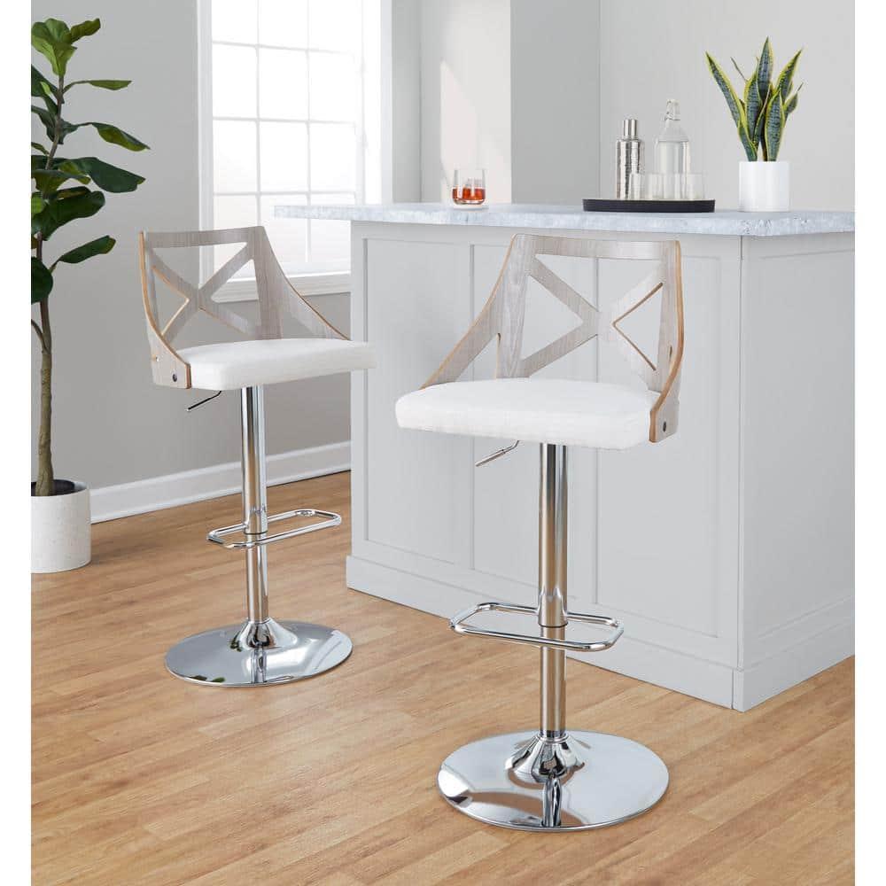 Swivel Upholstered Adjustable Height Counter Stool with Metal Frame
