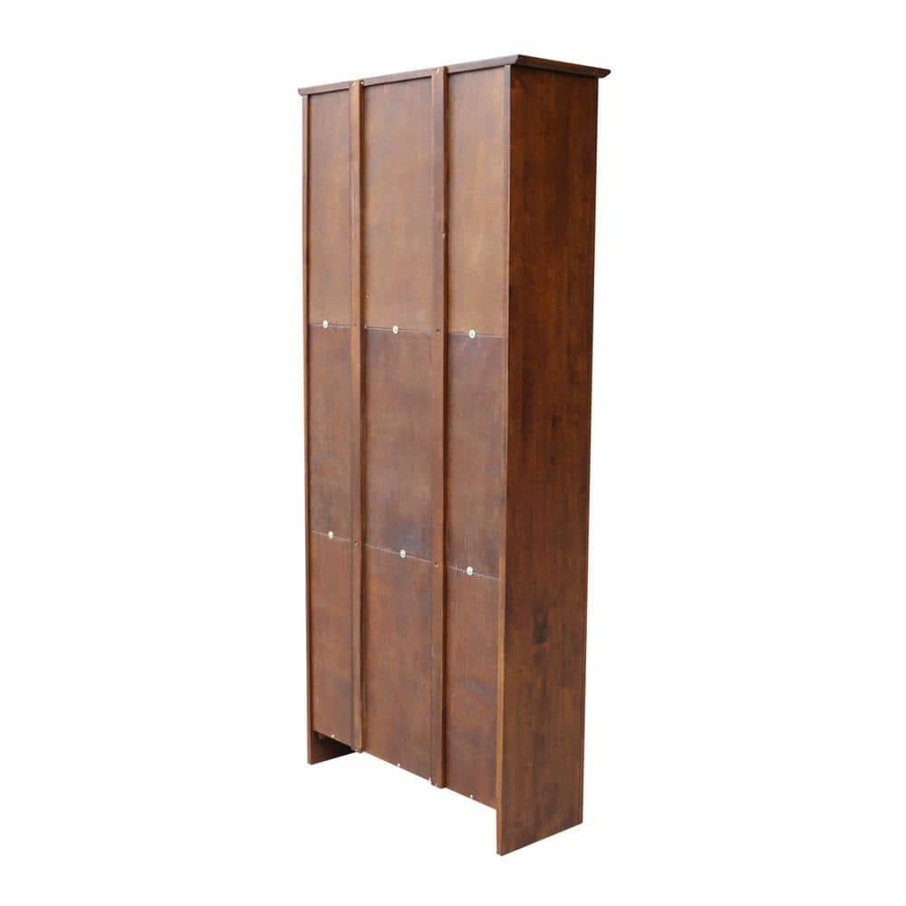 72" Shaker Bookshelf Espresso - International Concepts: Solid Parawood, 6 Fixed Shelves