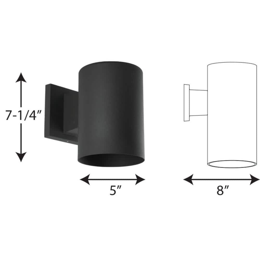 Progress Lighting, Cylinder Collection, 1-Light Wall Light, Black Finish, Aluminum Material, Shade Included