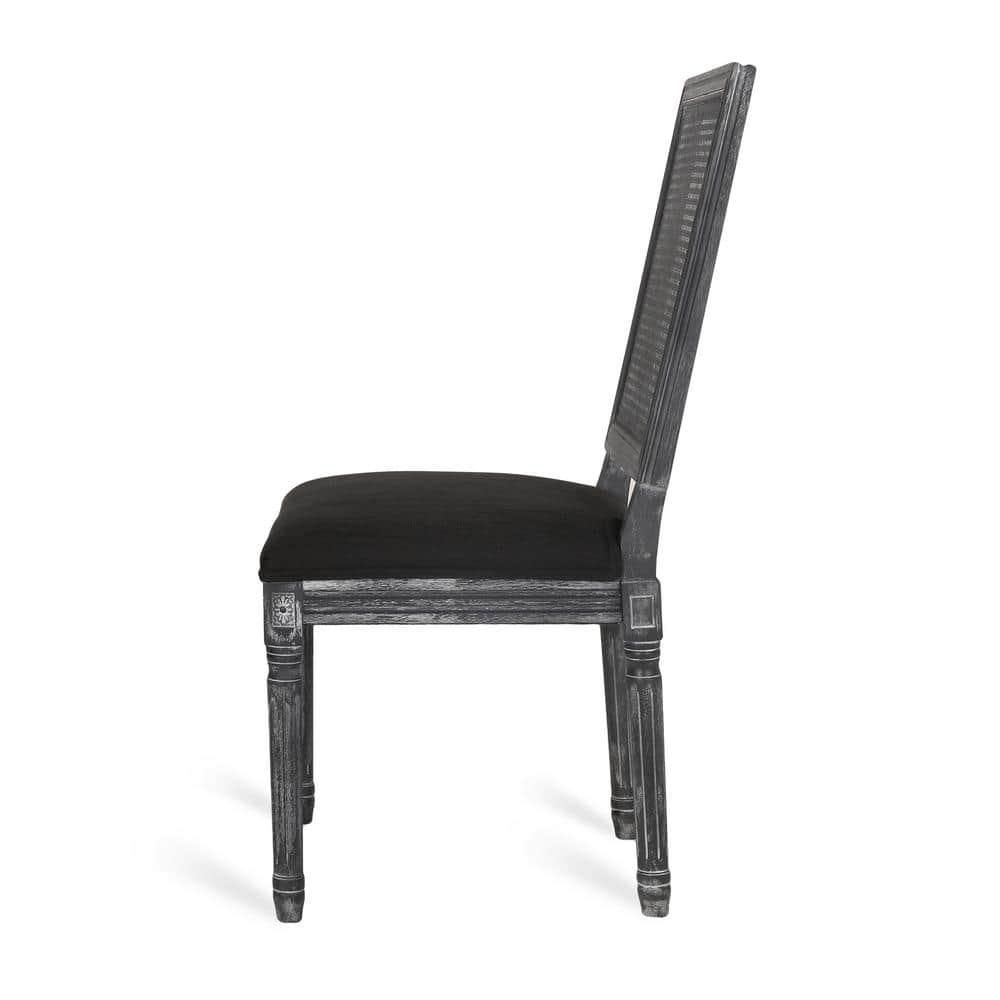Noble House Beckstrom French Fabric Dining Chair, Set of 2, Black