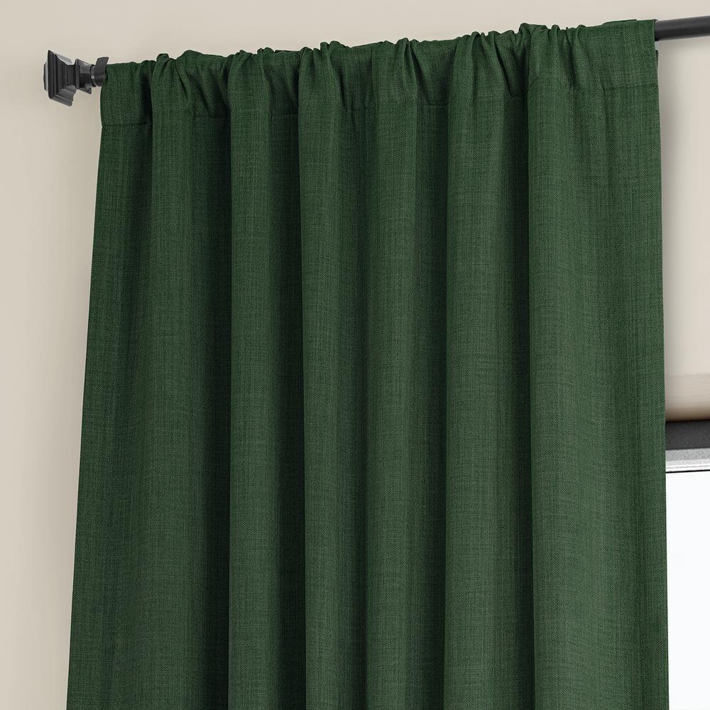 HPD Half Price Drapes Key Green Faux Linen Room Darkening Curtains for Bedroom & Living Room Curtains (1 Panel), Door & Window Curtains 84 inches long, Rod Pocket Curtains & Drapes, 50W X 84L