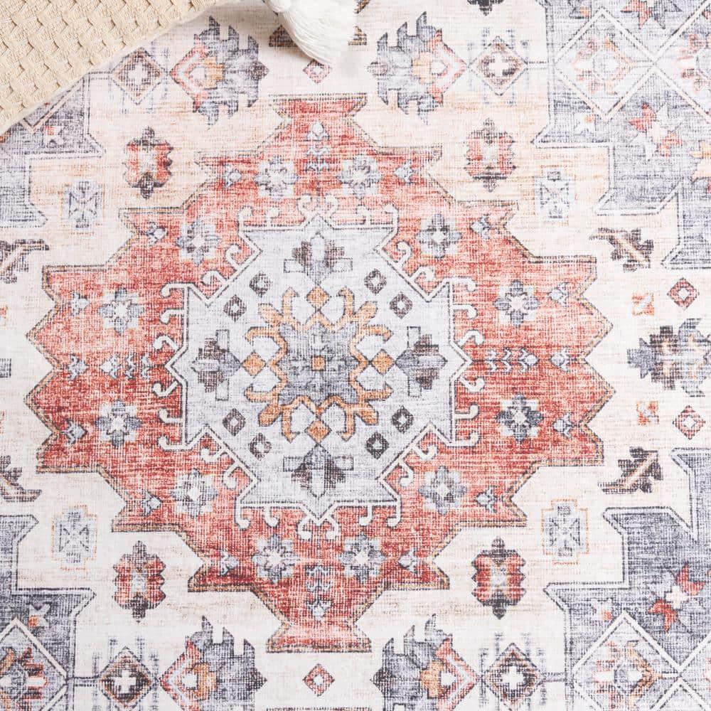 Arizona ARZ512 Power Loomed Machine Washable Area Rug - Rust/Light Blue - 5'x8' - Safavieh.
