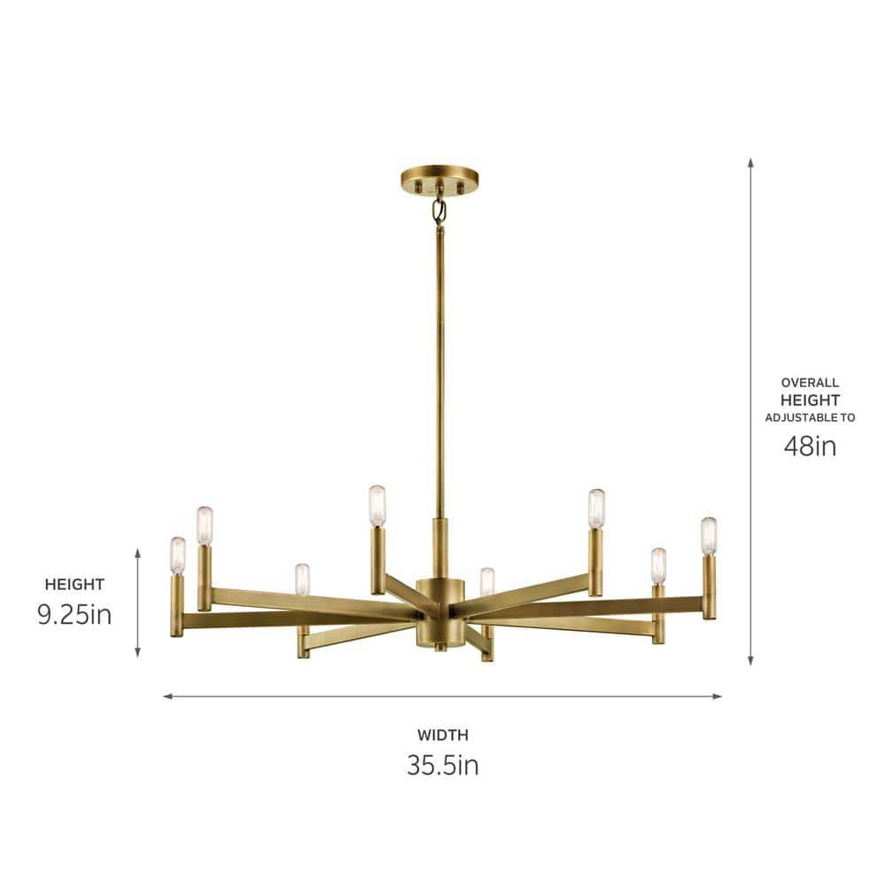 Erzo 9.25" 8 Light Chandelier in Natural Brass