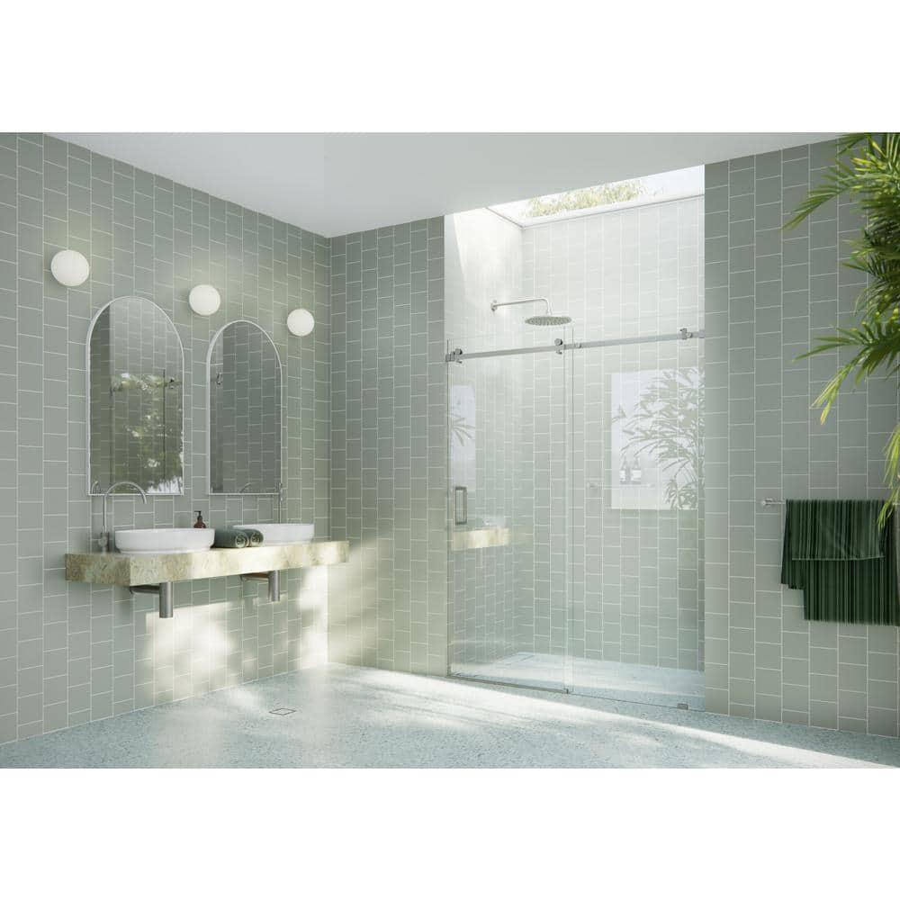 Astro 60 - 64 in. x 78 in. Fully Frameless Glass Sliding Shower Door
