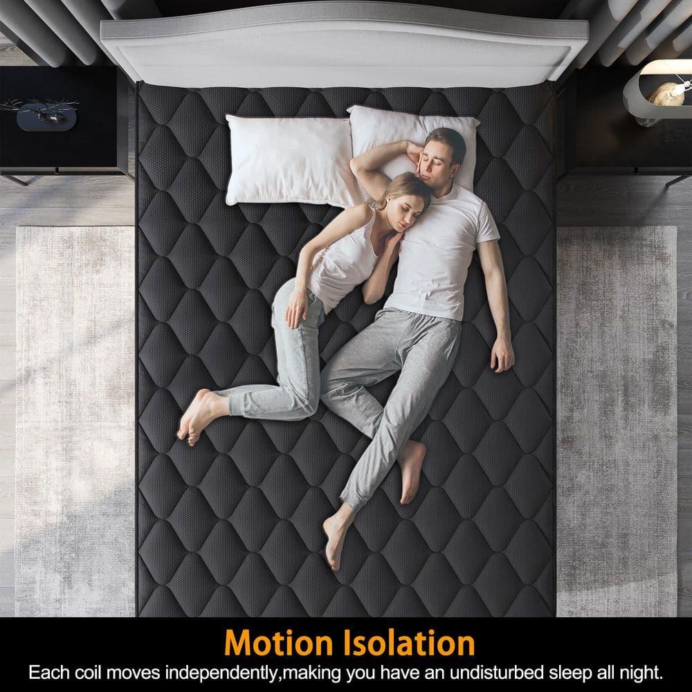 Queen Mattress, Hybrid Mattresses 10 Inch Euro Top Medium Firm for Back & Lumbar Support, 100 Night Trial, Individual Pocket Spring Bed for Motion Isolation & Pressure Relief Black