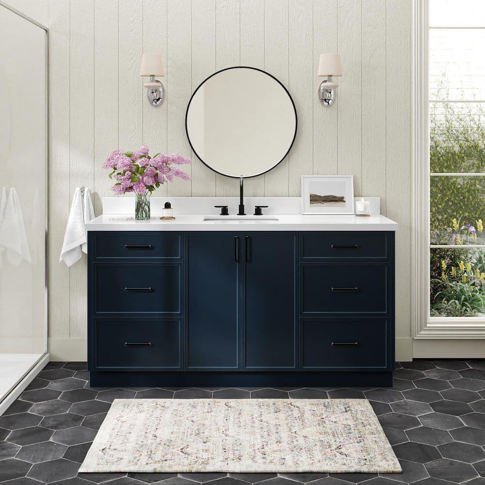 Ariel Kelly 67 Inch Single Rectangular Sink Bathroom Vanity With Pure Quartz Countertop
