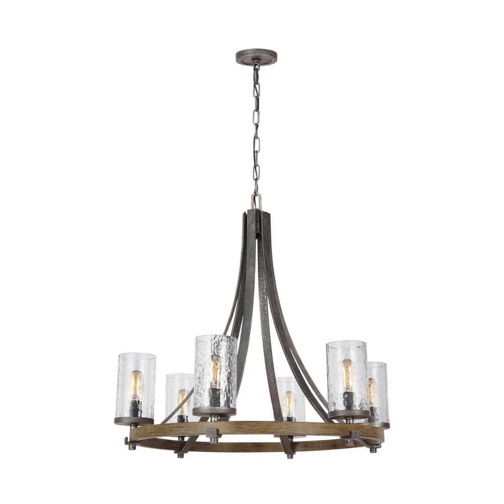 Steffens Iron & Textured Glass Chandelier (24"-48")