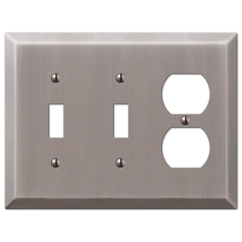 Amerelle 163TTDAN Century Wallplate, 2 Toggle / 1 Duplex, Steel, Antique Nickel, 1-Pack