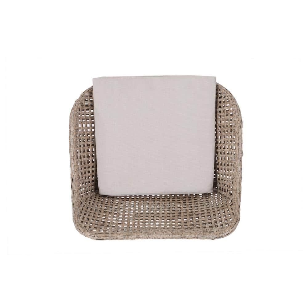 Verano Wicker and Metal Outdoor Barstools with Cushion, Set of 2, Mixed Brown and Beige