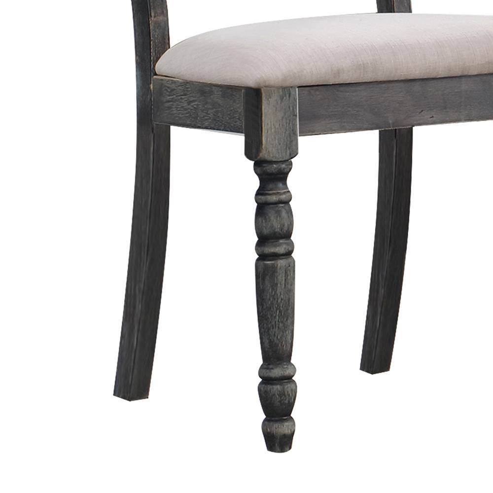 Set of 2 Wallace Side Chair Light Brown/Gray - Acme Furniture: Upholstered Linen, Turned Legs, Crosspiece Backrest