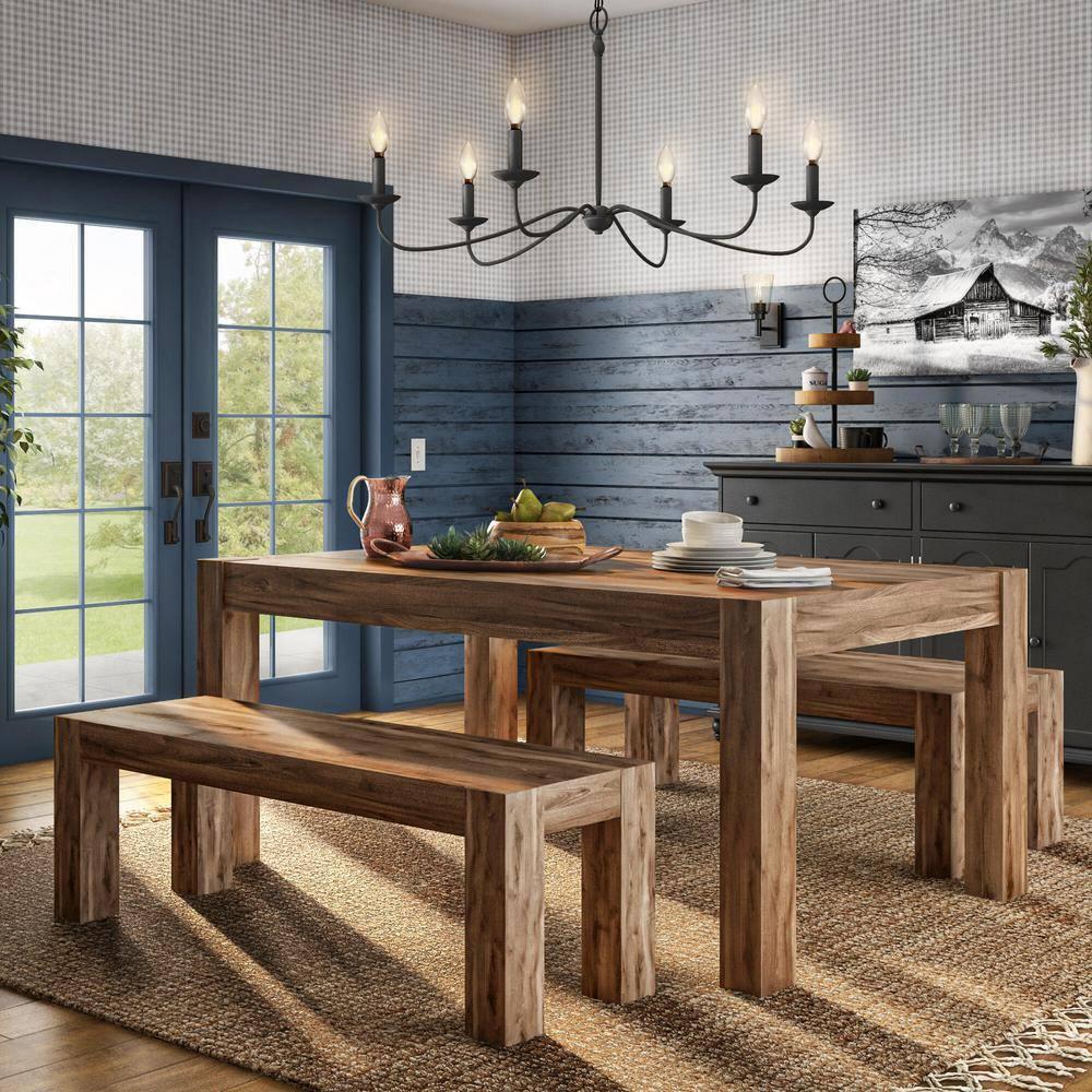 Kate and Laurel Woodmont Tray, 3 Tier, Rustic Brown