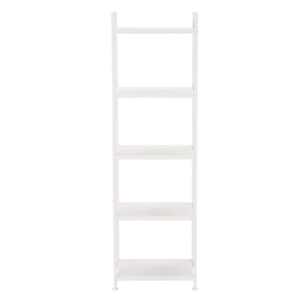 Household Essentials Jamestown Narrow 5 Shelf Open Storage Bookshelf Scandinavian White and White Metal