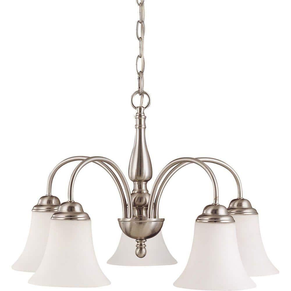 Nuvo 60-1822 - Dupont - 5 light 21" Chandelier  w/ Satin White Glass