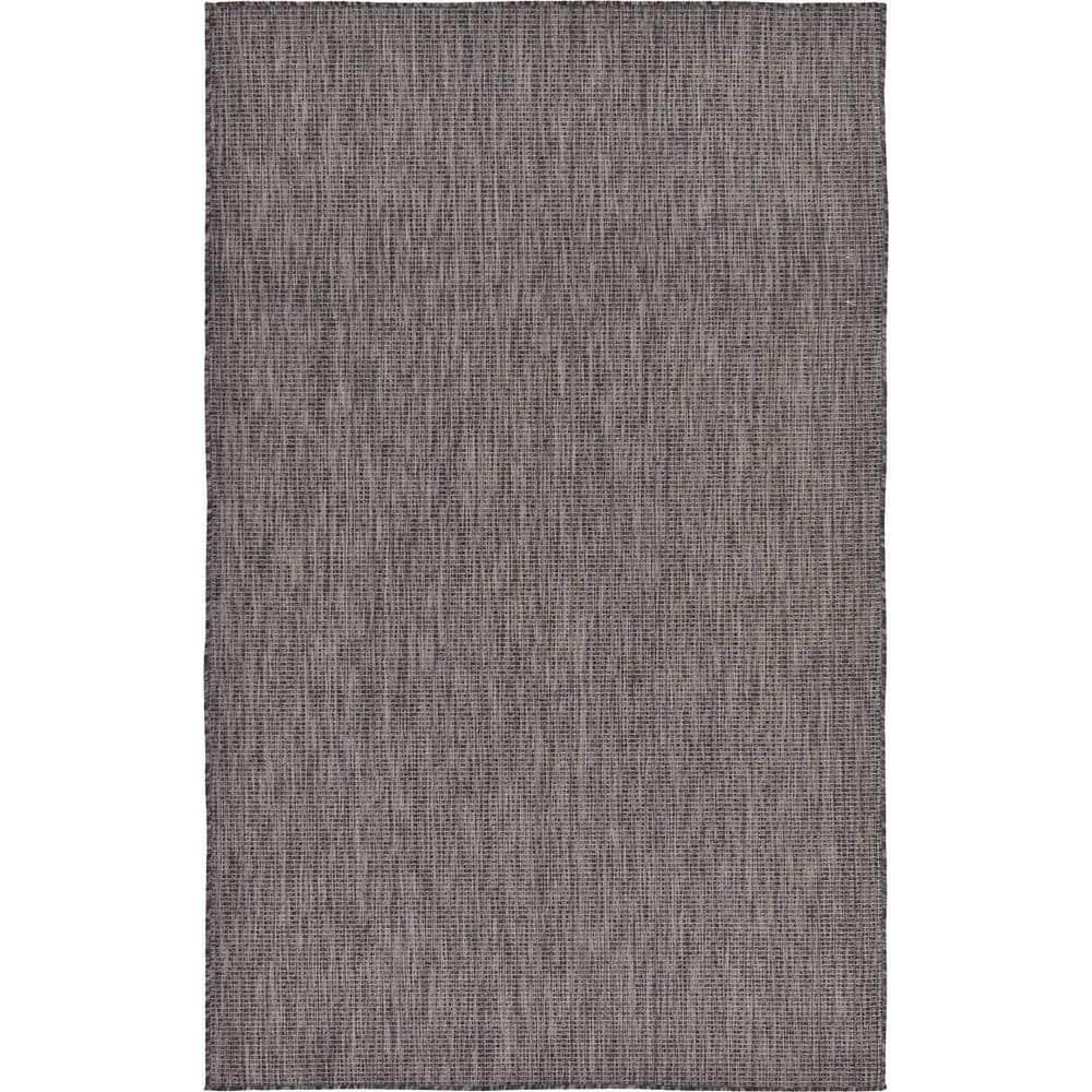 Unique Loom 5' 1 x 8' 0 Rectangle Indoor/Outdoor Solid Black Area Rug